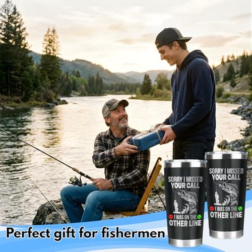 Funny Fish Gifts for Men - Sorry I Missed Your Call I Was On The Other Line Fish Tumbler - Fish Cup for Men - Fathers Day Christmas Birthday Fisherman Gifts - Fisherman Retirement Gift B0GQ3RCLNH