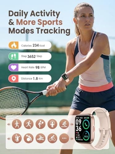 SKG V7 Pro Smart Watch for Women with Alexa & Bluetooth Calling, 1.69" Fitness Tracker with Heart Rate SpO2 Sleep Monitor, IP68 Waterproof, Long Battery & 200+ Dials for Android iPhone, Pink