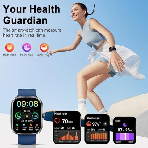Smart Watch(Answer/Make Call), 1.91" Smartwatch for Men Women, NEW Fitness Watch with 110+ Sport Modes, Fitness Activity Tracke with Pedometer/Sleep Monitor/Heart Rate/IP68 Waterproof, for Android iOS