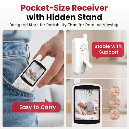 CallToU 2-Way Talk Baby Monitors for Elderly with Call Button Room Monitors for Elderly Monitor with Camera and Audio Night Vision Video Monitor for Elderly Seniors Dementia Patients No WiFi