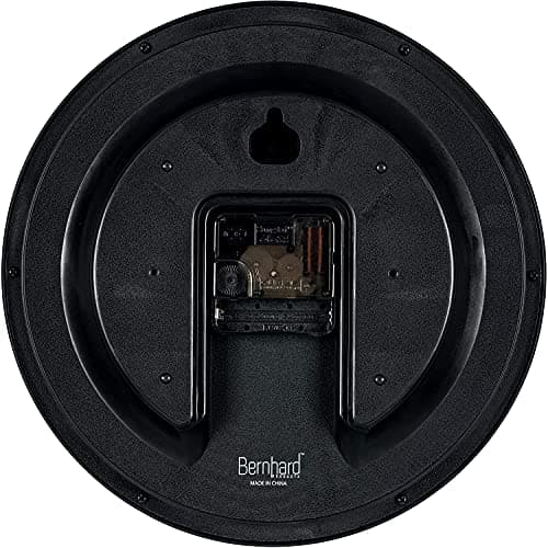 Bernhard Products Black Wall Clock Silent Non Ticking 10 Inch Quality Quartz Battery Operated Round Easy to Read Home/Office/Kitchen/Classroom/School Clock Sweep Movement