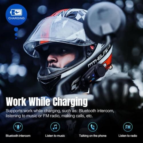 Fodsports FX6 Motorcycle Bluetooth Headset, 6 Riders Group Motorcycle Intercom Bluetooth, 1000M Motorbike Helmet Communication Systems/Voice Command/Universal Pairing/FM Radio(2 Pack)