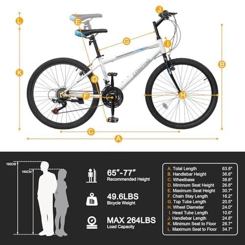 Ktaxon 20/24/26 Inch Mountain Bike, 7/21-Speed Adult Bicycle with Sturdy Steel Frame, Front Suspension, Excellent Twist Shifting, Easy to Assemble and Stylish Cool Look for Men Women