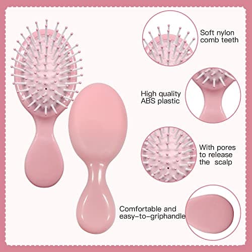 6 Pieces Mini Wet Hair Brush, Travel Detangling Brush, for Most Hair Types, with Ease Knots Without Tears or Breakage, Multicolor
