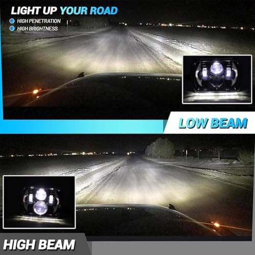 YUGUANG 5x7 7x6 LED Headlights, H6054 LED Headlights Hi/Low Beam DRL Amber Turn Signal DOT Approved Compatible with Wrangler YJ XJ Cherokee Truck Van, 2PCS