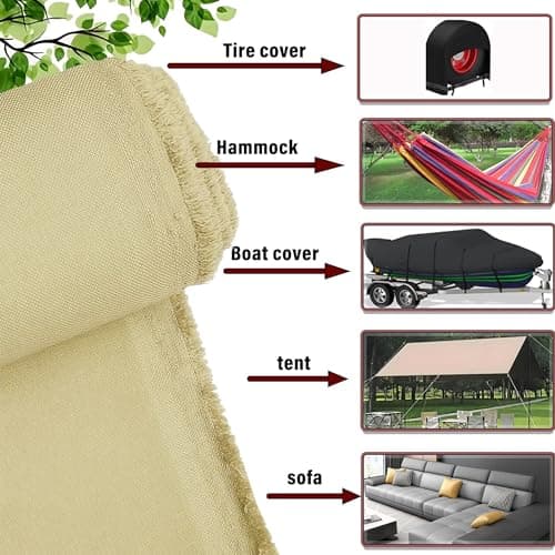 K-Musculo 600D Fabric by The Yard, 58" W 600D Upholstery Polyester Material, Indoor Outdoor Water Resistant Fabric for Chair Cushion Furniture Cover Sewing DIY Cloth, 2 Yard Khaki