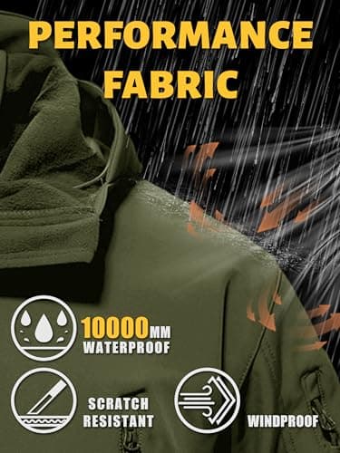 TACVASEN Men's Special Ops Military Tactical Soft Shell Rain Warm Fleece Lined Jacket Winter Hood Coat Hiking Snowboard