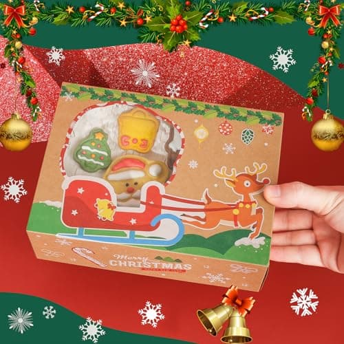 Festive Christmas Treat Boxes - 24 Pack, 8.25x6x2.75in, Brown, Rectangular, Flip Top Lids, Durable & Reusable, Perfect for Baked Goods & Gifts