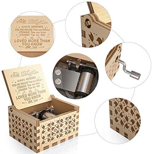 Ucuber You are My Sunshine Music Box, Gift for Daughter from Dad, Wood Laser Engraved Vintage Cute Boxes, Best Gift Birthday/Valentine's Day/Wedding Day (Dad to Daughter)