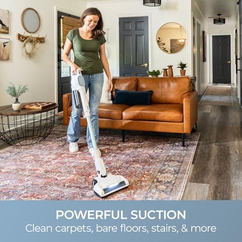 Kenmore CS2015 200 Series Corded Stick Vacuum, Detachable Hand Vac with 2-Motor Powerful Suction, Hair Eliminator Nozzle, LED Headlight & Swivel Steering for Carpets, Bare Floors and Couches