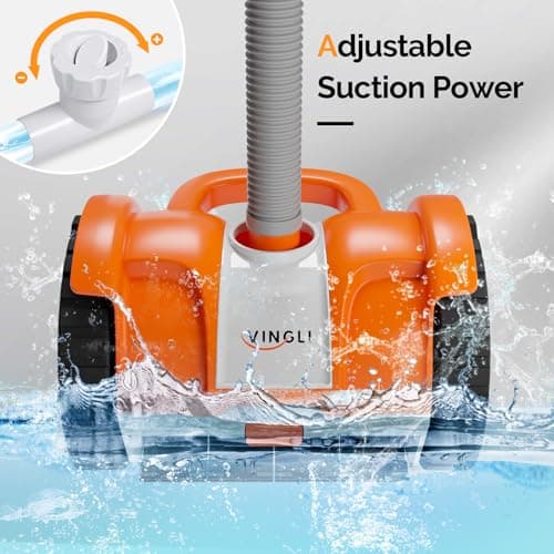 (2025 Upgrade) VINGLI Pool Vacuum Cleaner, Suction Side Wall-Climbing Sweeper for Ground&Inground Pools, Automatic Pool Vacuum with 39.6ft Tangle-Free Hose (Rich Orange&Gray)