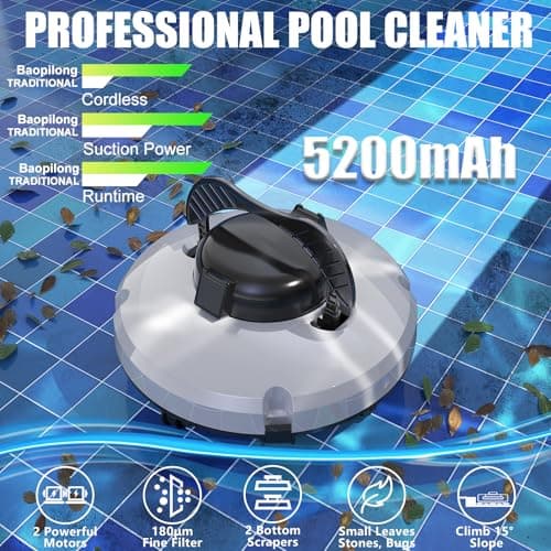 2026 Cordless Robotic Pool Cleaner - 120 Mins Automatic Pool Vacuum for Above Ground Pool & In - Ground Flat Pools up to 1000 Sq.Ft, Robot Pool Cleaner with Self - Parking Tech