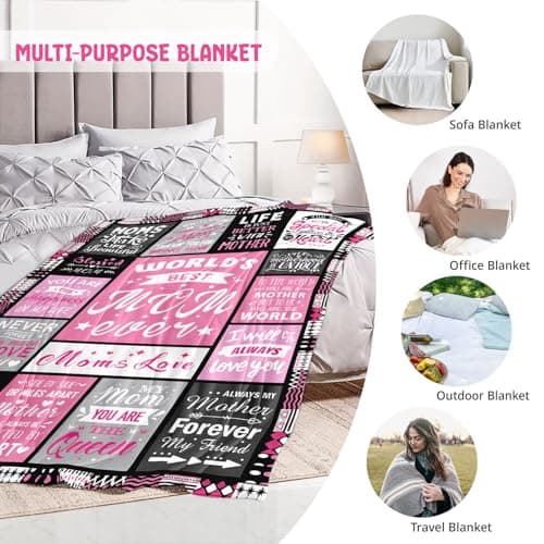 Soft Cozy Keepsake for Christmas, Valentine's Day, Mother's Day and More Mom Birthday Gifts from Daughter, Best Mom Ever Blanket 50"x60" B0DDSJTY5V