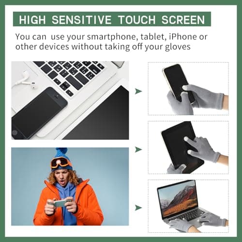 Handepo 50 Pairs Winter Gloves Bulk Knit Stretchy Warm Touchscreen Gloves Multicolor for Men Women Running Cycling Driving