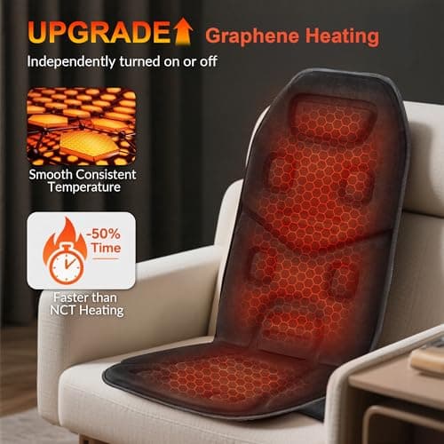 COMFIER Back Massager Seat Cushion with Heat,10 Vibration Motors, Massage Chair Pad,Chair Massager for Pain Relief at Office/Home,Christmas Gifts for Men Women