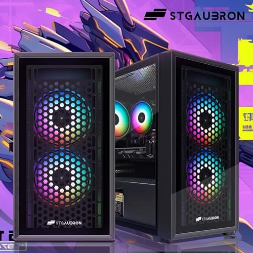 STGAubron Gaming PC Computer Desktop, Radeon RX 560 4G GDDR5, Intel Core i5 up to 3.6G, 16G RAM, 512G SSD, WiFi 6, BT 5.0, RGB Fan x 3, Windows 11 Home