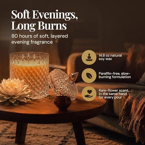 Decorative Soy Candles Birthday Gifts for Women, Elegant Glass Jar, 14.8oz, 80Hr Long Lasting Burn, Luxury Candles for Women VIONAMI Queen of The Night Rare Flower Fragrance Luxury Scented Candle Gift B0FBMNBQ3D