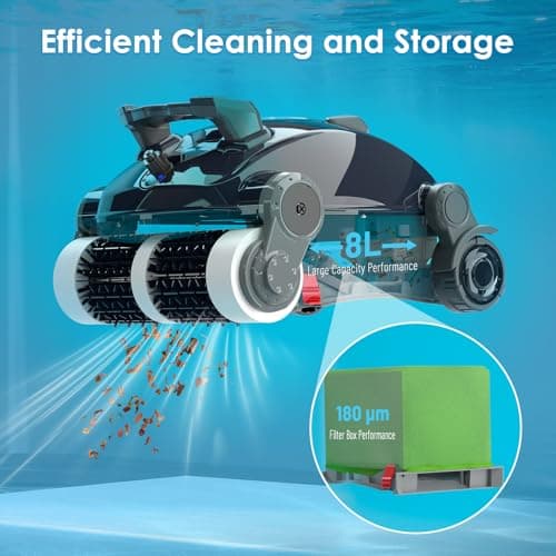 Cordless Robotic Pool Cleaner, Wall Climbing, Lightweight, Extended Battery Life, 8L Large Capacity, Advanced Dual-Motor, X1 Auto Pool Vacuum for Inground & Above Ground Pools Up to 1100 Sq.Ft, Blue