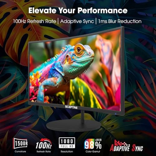 New! Sceptre Curved 27-inch Gaming Monitor 100Hz 1080p R1500 98% sRGB HDMI x2 VGA Build-in Speakers, VESA Wall Mount Machine Black 2026 (C275W-1920RN Series)
