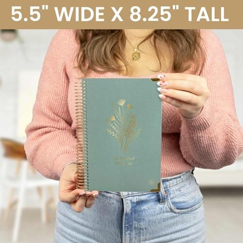 bloom daily planners HARDCOVER 2026 Planner (January to December) - A5 Task Goal Planner for Women - Monthly & Weekly Inspirational Agenda Book - 5.5" x 8.25" - Linen, Green