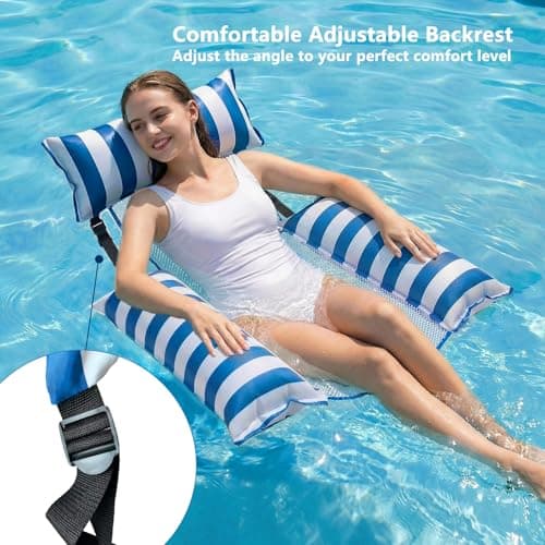 Jasonwell Inflatable Pool Floats Adult - Fabric Pool Floaties Chair Lake Beach Floating Lounger Chair Swimming Pool Noodles Water Hammock Float Mesh Party Floaty Toys Fun for Adults Heavy Duty