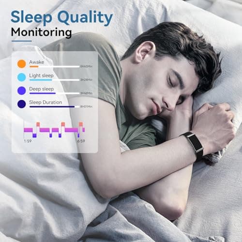 Smart Bracelet for Men Women，Health Activity Fitness Trackers with Continuous Heart Rate Monitor, 24/7 Sleep Tracking, 120+ Sport Modes, 30-Day Battery Life,Includes 2 Replacement Bands(Black)