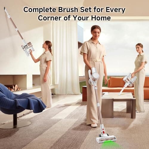 Honki Cordless Vacuum Cleaner, 500W/40Kpa Vacuum Cleaners for Home, Stick Vacuum Cordless with LED Display, Anti-Tangle & Wall Mount, 8 in 1 Lightweight Vacuum for Hard Floors Pet Hair(Gold)