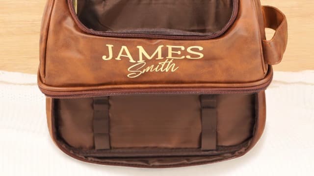 Personalized Toiletry Bag for Men, Custom Toiletries Bag Gifts for Men, Him, Birthday, Anniversary, Graduation, Groomsmen, Dad, Husband, Boyfriend, Leather Engraved Travel Cosmetic Shaving Hygiene Bag B0DZ6SCD7C