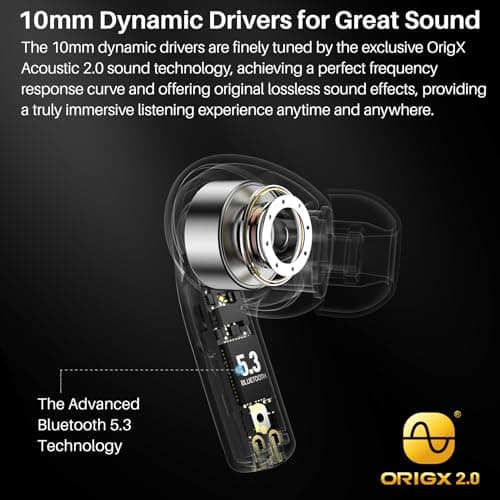 TOZO T20 Wireless Earbuds Bluetooth Headphones 48.5 Hrs Playtime with LED Digital Display, IPX8 Waterproof, Dual Mic Call Noise Cancelling 10mm Broad Range Speakers, New Version