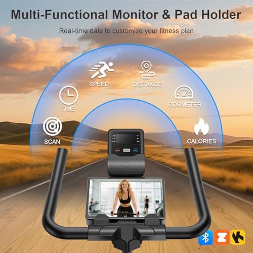 Exercise Bike for Home – 350LB Indoor Cycling Bike, Silent Stationary Spin Bike with App Sync, Adjustable Seat, LCD Monitor, Smooth & Quiet for Cardio Workout