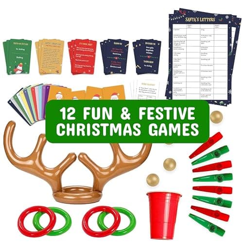 Gutter Games 12 Games of Christmas - 12 Hilarious Holiday Activities [Family Party Games Pack for Kids, Teens & Adults] - by Beat That! Game - Multicolor