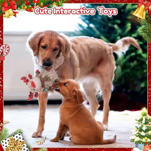 loncoldy Christmas Dog Toys, Funny Squeaky Reindeer Toy with Crinkle Paper Attract Pets, Interactive Plush Chew Toys, Adorable Christmas Elk Dog Gifts for Small Medium Large Dogs B09QHY2RQH