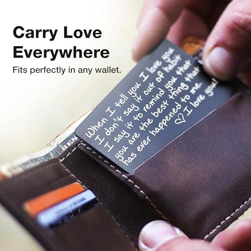 I Love You Card for Wallet – Surprise Gift for Him or Her - Voted Best Love Gift for Men or Women - Engraved, Durable, and Stays in Their Wallet Forever - Black Envelope Included