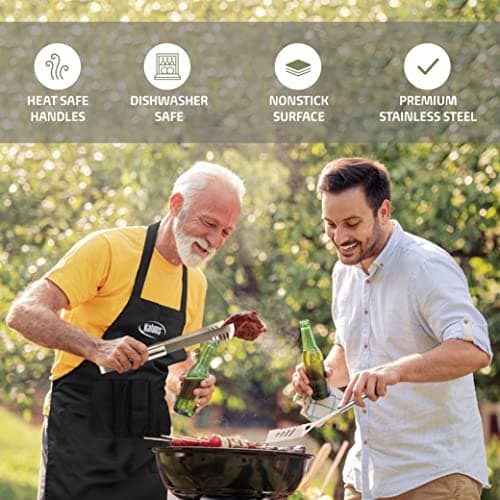 Kaluns Grilling Accessories, Birthday Gifts for Men Grilling Gifts, Heavy Duty Stainless Steel BBQ Grill Tools Set for Outdoor Grill with Aluminum Case and Apron, Husband Dad Gifts for Christmas