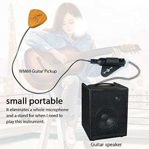 Adeline Ukulele pickup transducer, It's suitable for Classical Acoustic Guitar Violin Viola Banjo Mandolin Ukulele Uke Cello， can "eq" the sound with placement front,side,back etc. (Heart)