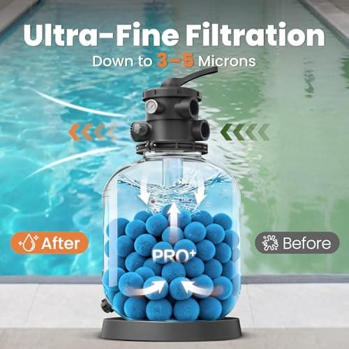3.1 lbs Pool Filter Balls for Sand Filters, Reusable Blue Filter Media Balls for All Sand Filter Systems, Efficient & Lightweight Pool Sand Filter Balls, Replaces 100 lbs Pool Filter Sand