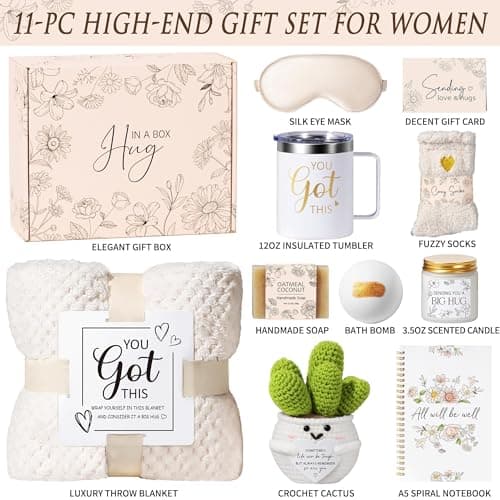 Get Well Soon Gifts Baskets for Women Self Care Gifts, Spa Care Package After Surgery Inspirational Thinking of You Sympathy Gift, Feel Better Encouragement Gift for Women Sick Friends Mom w/ Blanket