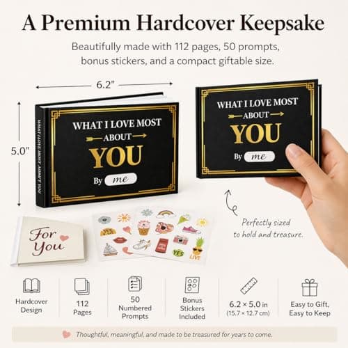 Husband, Girlfriend, Wife, Couples Gifts for Anniversary, Christmas & More - Valentine's Day Gift for Your Loved, 50 Prompt What I Love about You Book: Meaningful Gift for Boyfriend