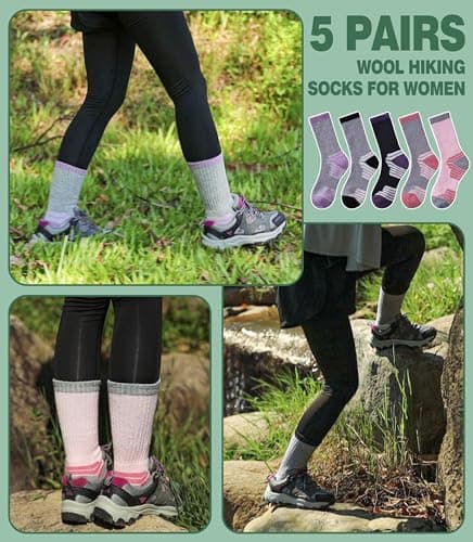 MQELONG Merino Wool Socks for Women Hiking Thermal Winter Thick Warm Cozy Boot Socks