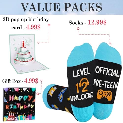 Juesly Birthday Gifts for Boys, 5-18 Years Old Sock for Boys, Presents for 5-18 Year Boy B0DLBBHX51