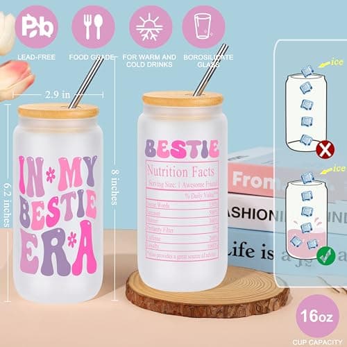 Best Friend Bestie Birthday Gifts for Women, Friendship Gifts for Best Friend Woman, Christmas Mothers Day Valentines Bestie Ideas Presents Basket Set of 6