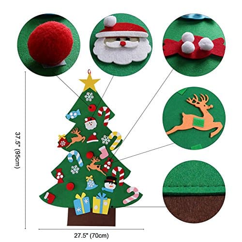 3FT Felt Christmas Tree for Kids Wall with 26 Christmas Ornaments Set, Christmas Crafts for New Year, Xmas Gifts, Indoor Aytai DIY Felt Christmas Tree for Toddlers, Hanging Christmas Decorations B075MY3NFW