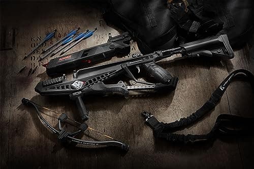 EK Archery Repeating Adder Crossbow 130 lb Cross Bow with 5 Shot auto-loading Magazine Includes 15 Carbon Arrows Bolts. Urban Preppers, Bushcraft, Home Defense, Target Shooters, Small Game Bow Hunting