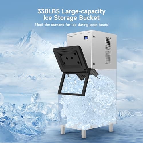 Real Relax Commercial Ice Maker 440 lbs/24H with 330 lb Storage Bin, ETL Approved Commercial Ice Machine with Automatic Self-Cleaning, LCD Display – for Restaurant, Bar, Hotel, Café
