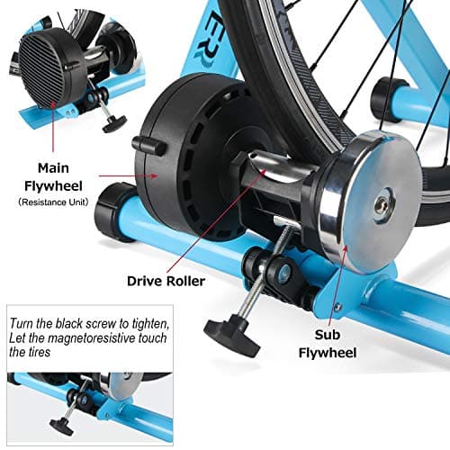 Bike Trainer, Magnetic Bicycle Stationary Stand for Indoor Exercise Riding, 26-29" & 700C Wheels, Quick Release Skewer & Front Wheel Riser Block Included