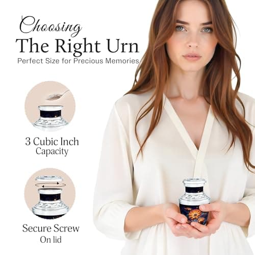 Blossom Decorative Urns For Human Remains - Funeral Urns For Adult Ashes Male - Memorial Gift For Loved Ones - Burial Urn For Men & Women Ash - Burial Urn - Small Keepsake 3 Inch - Pack Of 1 B0FT8QB28Q