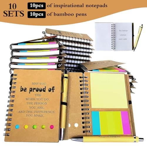 2026 Inspirational Spiral Notebook 10 Sets Portable Employee Appreciation Gifts Bulk Journals with Sticky Note Pen for Teachers Students Friends Colleagues Volunteer Nurse and Family Thank You Gifts B0DPKGP4F4