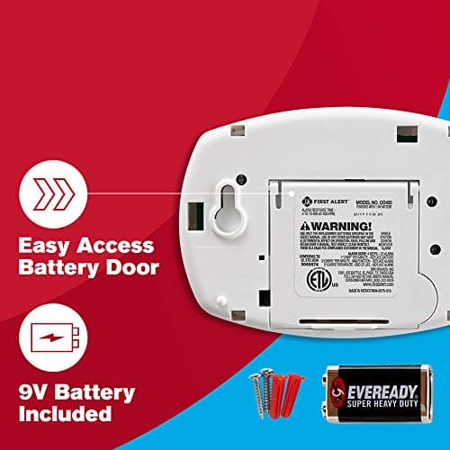 FIRST ALERT Carbon Monoxide Detector, No Outlet Required, Battery Operated, CO400, White, 2 Count (Pack of 1)