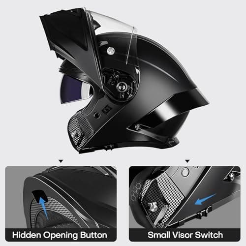 Motorcycle Helmet Bluetooth, DOT Approved Modular Motorcycle Helmets with Dual Visor, Flip Up Full Face Helmet for Adults Men Women