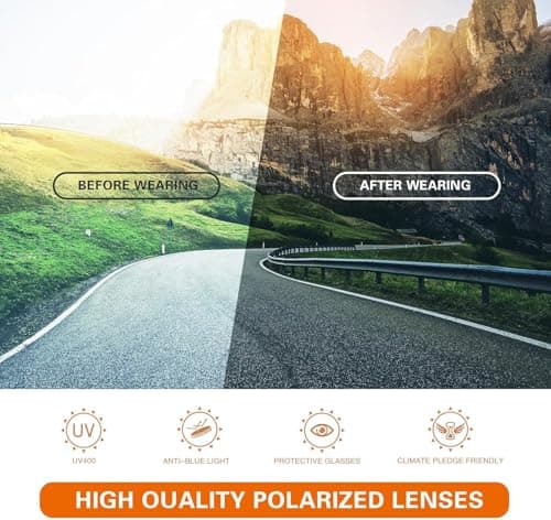 suoso Sports Polarized Sunglasses for Men: Womens UV400 Protection Sun Glasses Wrap Around Goggles for Fishing Driving TR90